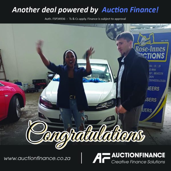 Congratulations, Ntombehlubi Ndondo on your Auction purchase! Another incredible deal powered by AUCTION FINANCE! At Auction Finance, we take pride in being part of your journey to your dream vehicle. But remember, our commitment to you goes beyond this moment. We offer a wide range of financial solutions to cater to all your needs: To explore our comprehensive financial offerings, contact Mathilda Fourie on 082 337 2210. You can also visit www.auctionfinance.co.za to learn more about our services. Join the Auction Finance community and let us help you achieve your financial goals. Your success is our success! #AuctionFinance #VehicleFinance #Congratulations #NewCar #FinancingDreams #AuthFSP34936
