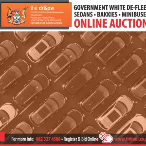 GOVT. WHITE DE-FLEET ONLINE AUCTION - KIMBERELY | TIRHANI AUCTIONEERS | 12 March 11:00 - 13 March 11:00 | https://bit.ly/48t6VYQ Cnr. Phakamile Mabija and Orpen Street, Kimberly Secure pre-approved bank finance, contact Celeste 082 374 5078 | www.auctionfinance.co.za #AuctionFinance #TirhaniAuctioneers #government #publicauction #usedcarsforsale #automotive #carshopping #Tirhani #bargainshopper #Kimberly Auth. FSP34936 Bids Start: Tue 12 March @ 11:00. Bids Close: Wed 13 March @ 11:00. Viewing Address: Cnr. Phakamile Mabija and Orpen Street, Kimberly Viewing dates: Mon 11 March: 08:30 - 15:30. Tue 12 March: 08:30 - 15:30. * Unlock the Power of Early Registration. Register Early & Win! --------------------------------------------- For more info, registration & online bidding: https://bit.ly/48t6VYQ www.tirhani.co.za #government #publicauction #usedcarsforsale #automotive #carshopping #Tirhani #bargainshopper #Kimberly