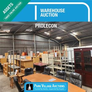WAREHOUSE AUCTION (Timed) - PROLECON | PARK VILLAGE AUCTIONS | 5 March 10:00 - 12 March 12:00 | https://bit.ly/4bLT2rl Park Village Auctions Warehouse, 8 Prolecon Road, Prolecon Secure a personal loan today, contact Anton Muller on 083 790 0090 | https://www.auctionfinance.co.za/cashpower/ #AuctionFinance #PersonalLoan #SearchOfficeFurniture #HomeFurniture Auth. FSP34936